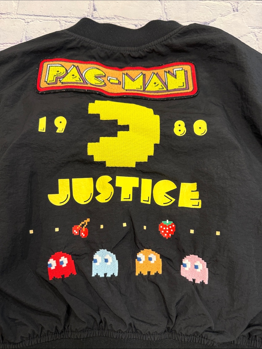 PAC-MAN Justice Girl’s Bomber Jacket | Retro Gamer | Ghost Graphics | Size Small - Picture 6 of 7